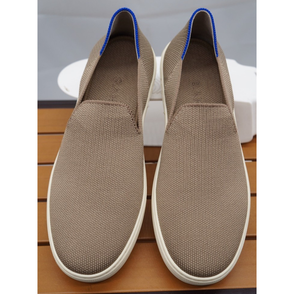 Rothy's Original Slip On Sneakers Womens Size 8 Tan Knit Casual Flats Shoes EUC